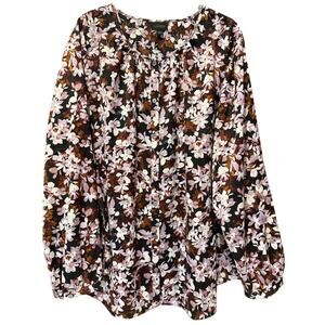 J Jill Wearever Collection Women's size 3X Purple floral button up Dressy Blouse